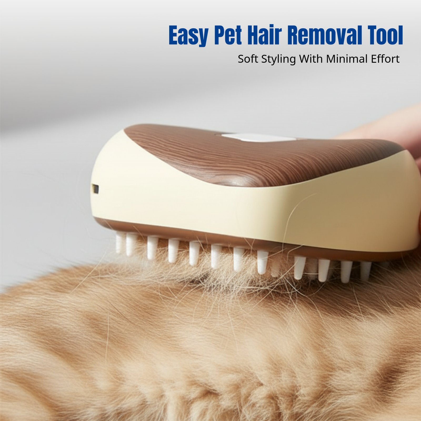 Pet Hair Remover Brush - Steam Spray Pet Comb, Wooden Texture