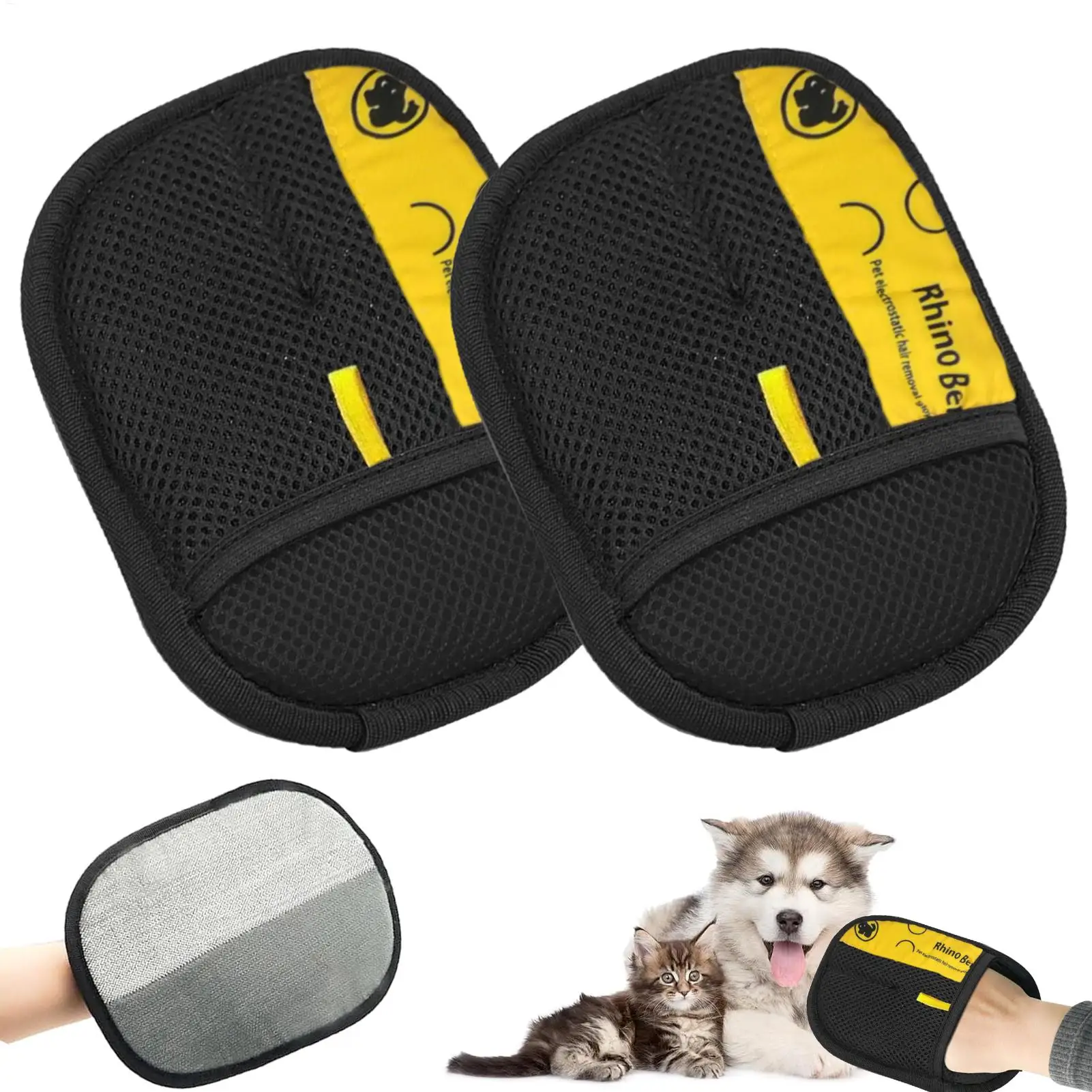 Pet Hair Remover Brush - 2pcs Cat Grooming Gloves Electrostatic Pet
