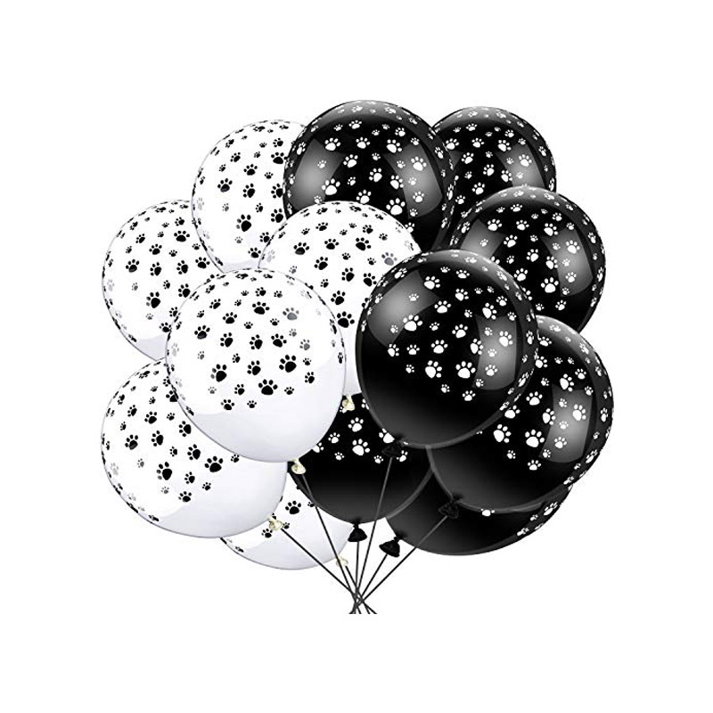 Pet Supplies Warehouse - Paws Latex Balloons 10/20/30Pcs White Black