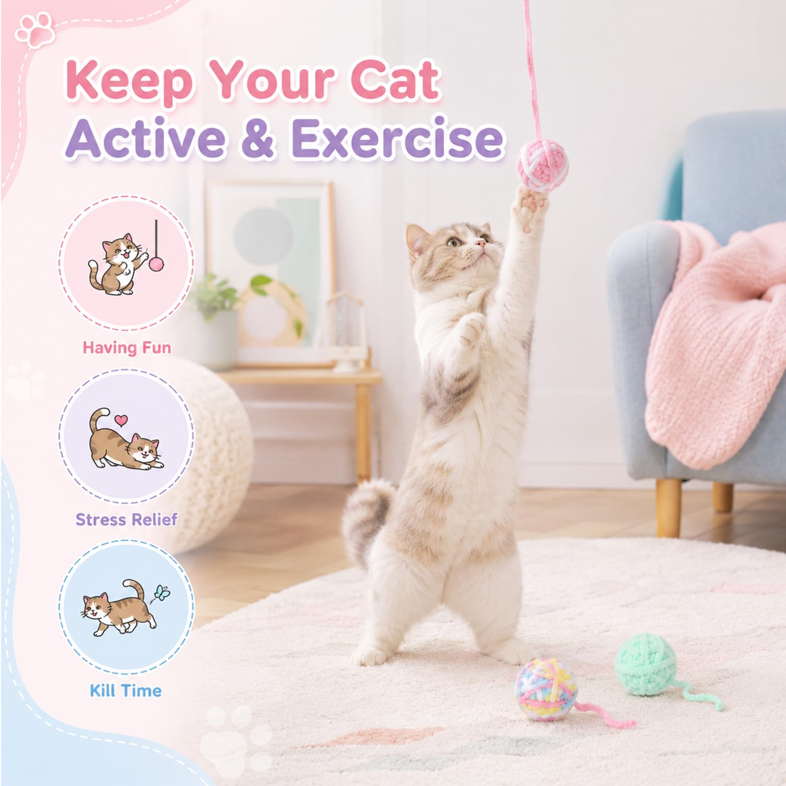 Cat Toys Balls Woolen Yarn Cat - Catnip Toys review and price